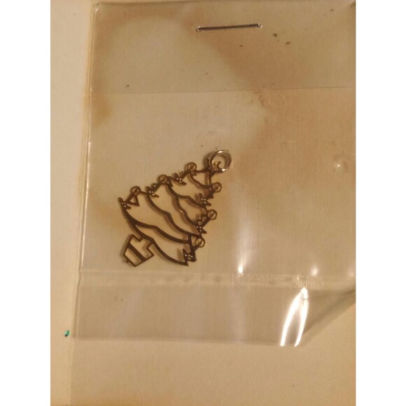 Small 24 k Gold Christmas Tree Charm | NWT Original Card Jewelry Craft Gift Idea - Picture 1 of 4